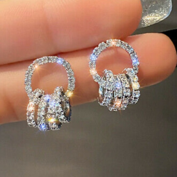 california Jewelry - New Sterling silver diamond earrings